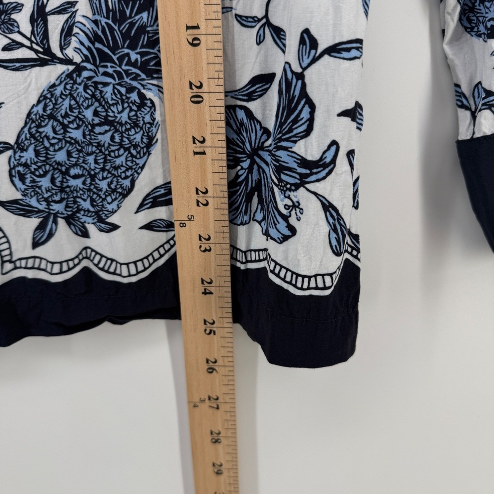 Free Assembly 2 Piece Set Womens M Blue Pineapple Blouse Shorts 100% Viscose - Picture 8 of 12